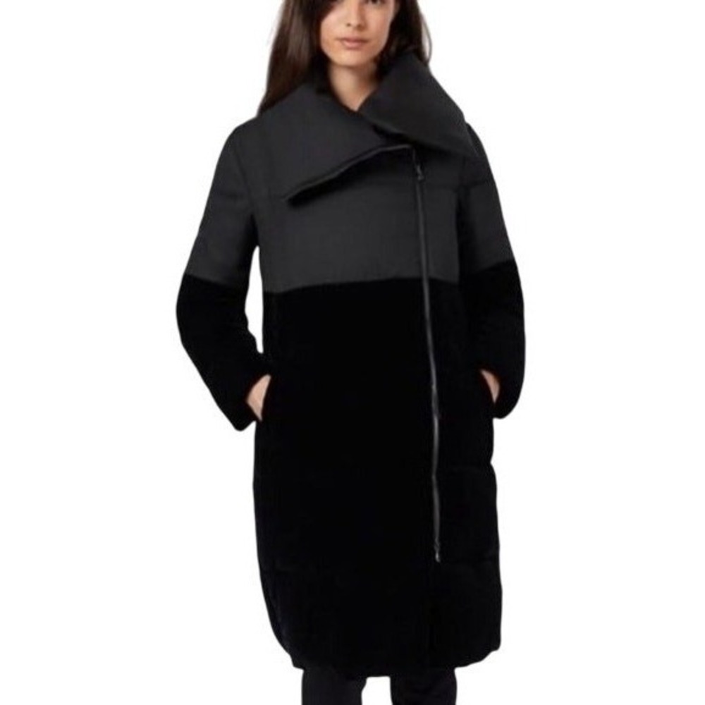Emporio Armani Italy Quilted Midi Coat Womens Small Velvet Black Minimalist